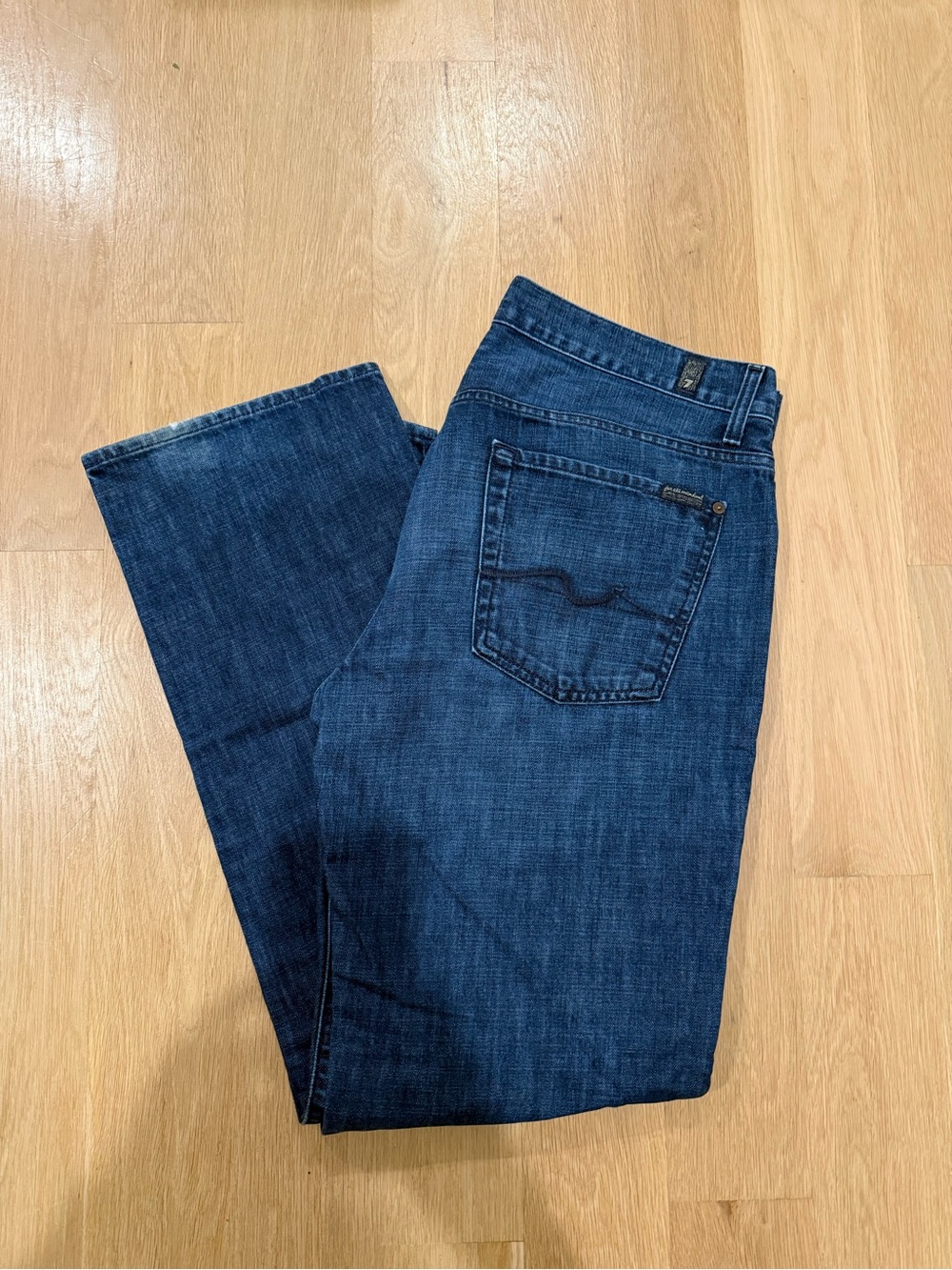 7 for All Mankind Men's Straight Jeans - Dark Blue Denim